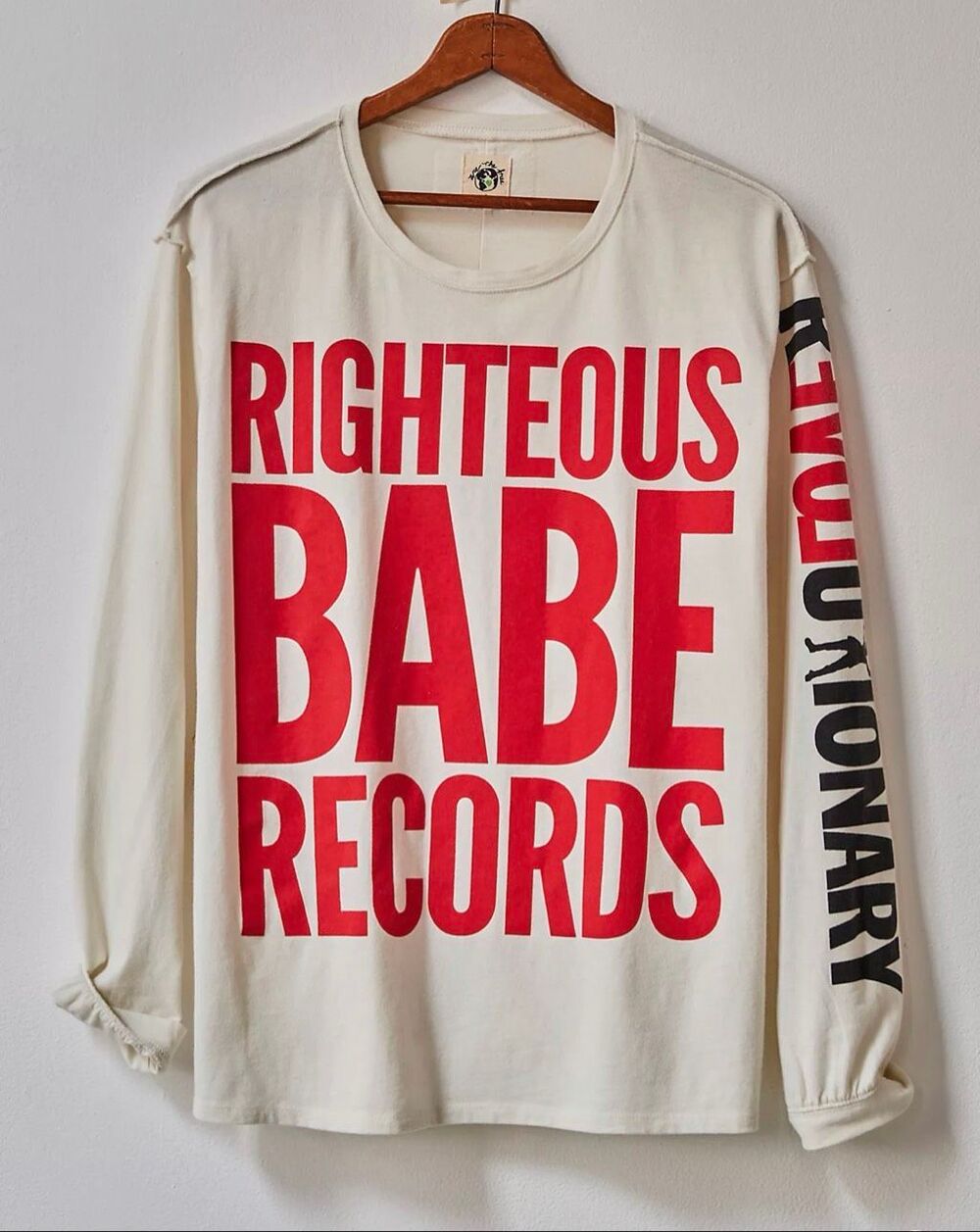 Free People We The Free Women's Righteous Babe Records Graphic Tee Ivory XL NEW